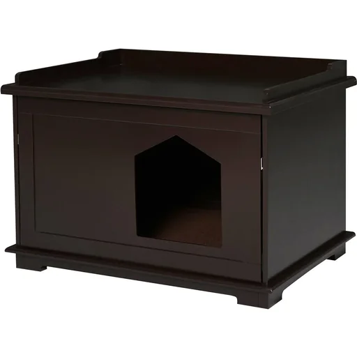 "Katzentoilette, Katzenklo, Katzenhaus, Katzenschrank für Katzenbett mit Drehtür, MDF, Braun, 74 x 54 x 53 cm image"