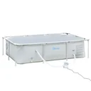 Rahmenpool mit Schlauch Draht Swimmingpool Schwimmbad Ablassventil für sauberen Wasser 1000D PVC Stahl Grau 252 x 152 x