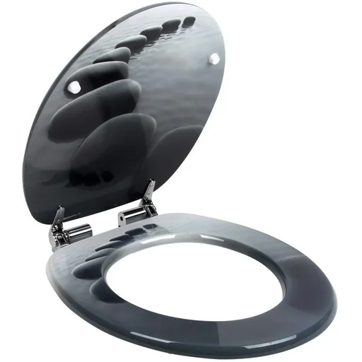 "Toilettensitz Stonedesign 35cm x 38cm x 5cm mit Absenkautomatik und Edelstahlscharnieren image"
