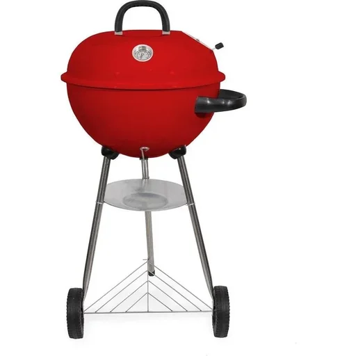 "BBQ Holzkohlegrill auf Rädern - 47x76 cm - Edelstahl - Rot image"