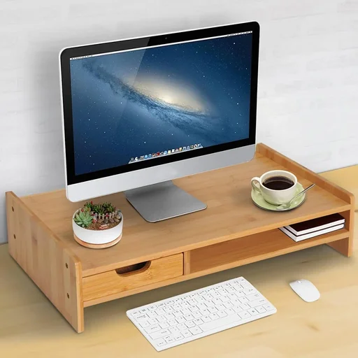 Monitorständer mit Schublade natur