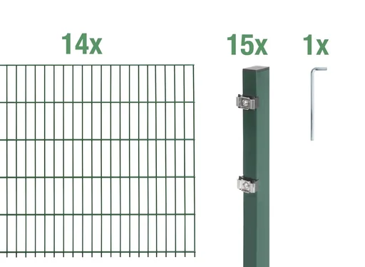 "Doppelstabmattenzaun Komplettset, grün, Höhe 100 cm, Länge 28 m image"