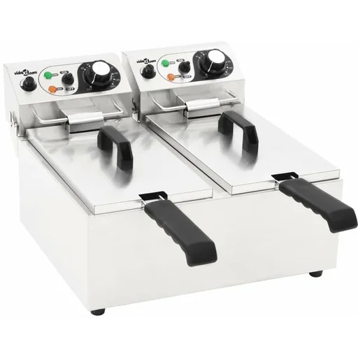 "Elektro-Fritteuse doppelt 4000 W 12 L Edelstahl image"