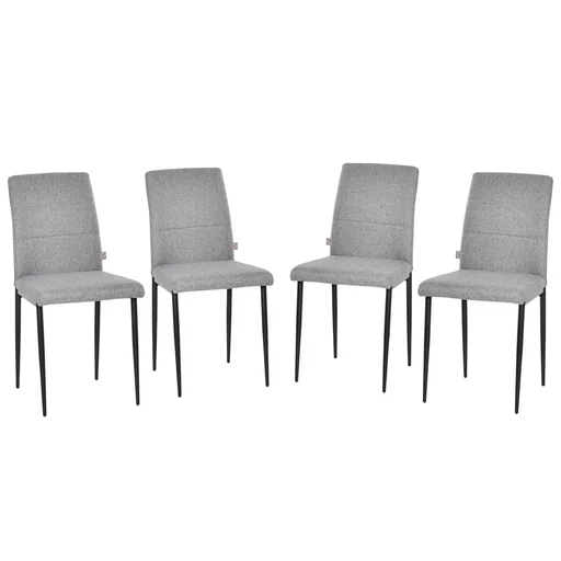 "4er-Set Küchenstühle Esszimmerstühle Bürostuhl mit Rückenlehne Polstersessel Kunstleder Sessel Holzbeine Grau 41,5 x 54, image"