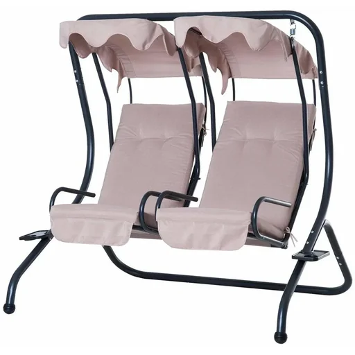 "Hollywoodschaukel Gartenschaukel 2-Sitzer Beige 170x136x170cm image"