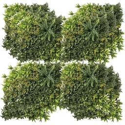 12 Stück künstliches Pflanzenwand Hecke 50x50 cm UV-Schutz Sichtschutz Mehrblätt