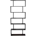 Bücherregal Schwarz Wandregal Raumteiler S-Form 6 Fächer MFC