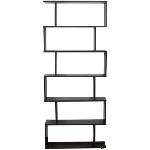 "Bücherregal Schwarz Wandregal Raumteiler S-Form 6 Fächer MFC image"