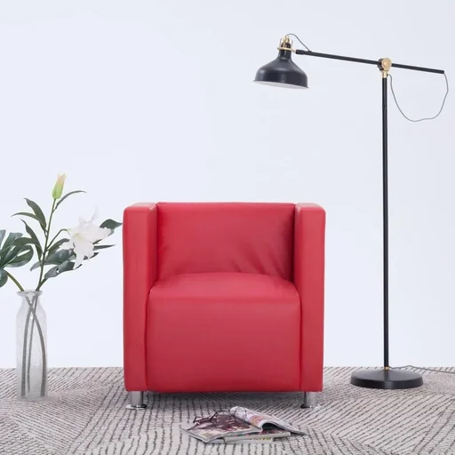 "Sessel Würfel-Kunstleder rot image"