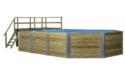 Massivholzpool 594, 714 x 376 x 116 cm, Sparset inkl. Sandfilteranlage und Techn