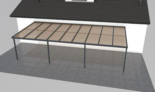 "Terrassendach Premium, anthrazit, 9135 x 4060 mm - Polycarbonat Stegplatten 16 mm, bronze image"