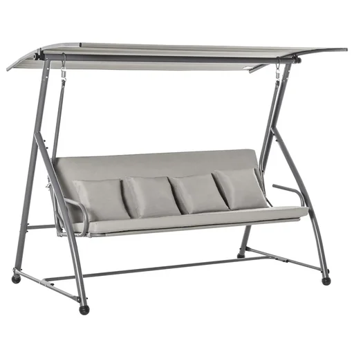 "3-Sitzer Hollywoodschaukel Schaukelstuhl 2-in-1 Gartenliege mit Sonnendach winkeleinstellbar Stahl Polyester Outdoor Hel image"
