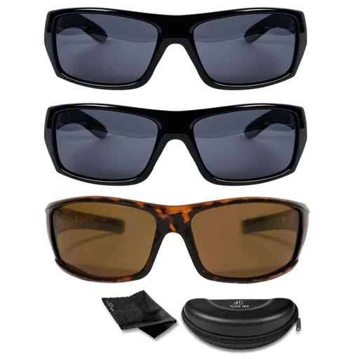 "Polarisierte Sonnenbrille, 3er-Set, "HD Polar View", 2 x Schwarz + 1 x Braun/ Hornoptik image"