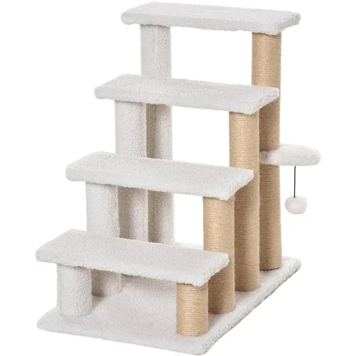 "Haustiertreppe mit Krätzsäulen weiß image"