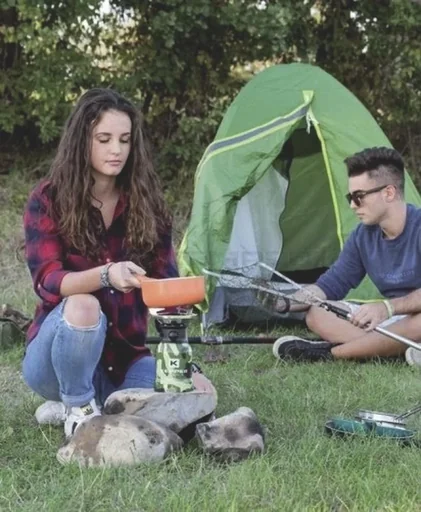 "Camping-Gasbrenner aus Edelstahl mit Piezo-Zündung - 1 Brenner + 2 Gaskanister image"