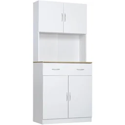 Küchenschrank 180 cm, Küchenbuffet, Hochschrank, Geschirrschrank, Esszimmerschrank mit Schubladen, weiß, 80 x 40 x 18