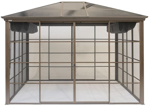 "Sojag Pavillon Castel 1012 362×297×283 cm Bronze – 4-Jahreszeiten-Hardtop mit 8-mm-Doppelstegplatten image"