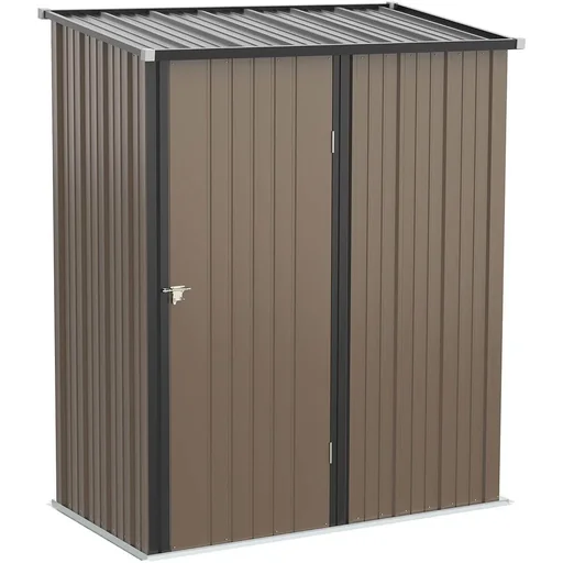 "Gerätehaus mit Pultdach 1,34 m² Metall Gartenhaus Geräteschuppen verzinkter Stahl Braun 161,5 x 94,5 x 196 cm image"