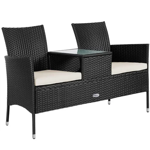 "Gartenbank / Love Bench - Polyrattan- 143x55x88cm - schwarz image"
