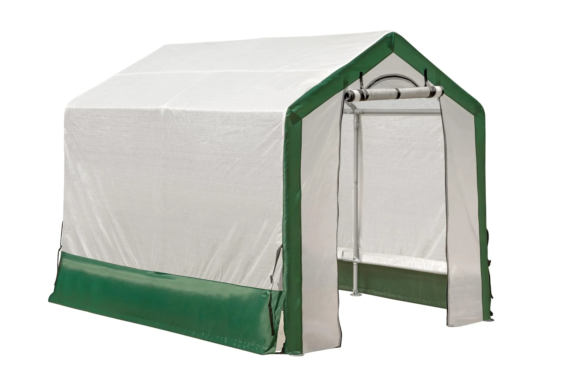 "ShelterLogic Gewächshaus 4,32 m² Weiß/Grün, 180×240 cm – Foliengewächshaus mit Aufrolltür, wetterfest image"