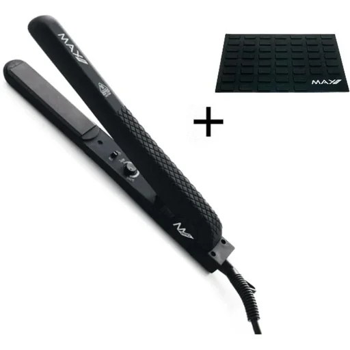 "Max Pro Gloss Stylingzange Schwarz inkl. Hitzeschutzmatte image"