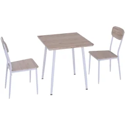 3-teilige Essgruppe Sitzgruppe Esstisch Set Holztisch Naturholzmaserung mit 1 Ti