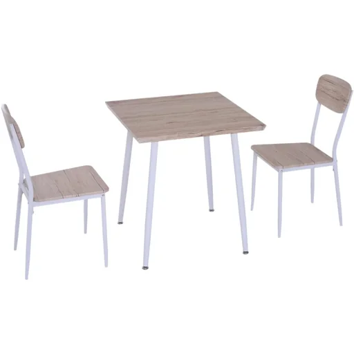"3-teilige Essgruppe Sitzgruppe Esstisch Set Holztisch Naturholzmaserung mit 1 Tisch + 2 Stühlen image"