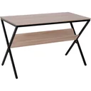 Schreibtisch Computertisch Laptop Tisch Bürotisch 1 x Ablage Holz + Metall Natur + Schwarz 120 x 60 x 76 cm