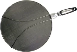 Splash guard with activated carbon filter to prevent grease splashes and odors, folding handle