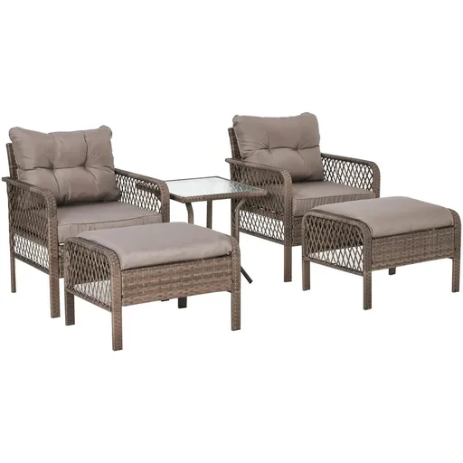 "Rattan Gartenmöbel 5-teiliges Set Bank mit Hocker Tisch Stahl image"