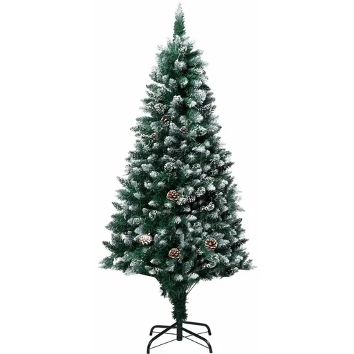 "Künstlicher Weihnachtsbaum mit Tannenzapfen und weißem Schnee 180 cm image"