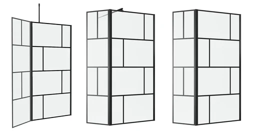 "Duschwand in modernem Design 90+40 x 195 cm - Glasdusche mit matt schwarzen Wandprofil image"