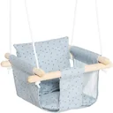 Kinderschaukel mit Sicherheitsgurt, Holzgestell, grau, 40 x 40 x 180