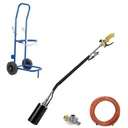 Toolland Gas Unkrautbrenner mit Piezo-Zündung - Komplettes Set mit Gasflaschenwagen QT118
