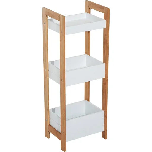 "Badregal Standregal Holzregal 3 Staufächer Weiß image"