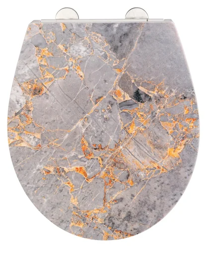 "Premium WC-Sitz Grey Marble mit Relief, aus antibakteriellem Duroplast, mit Absenkautomatik image"