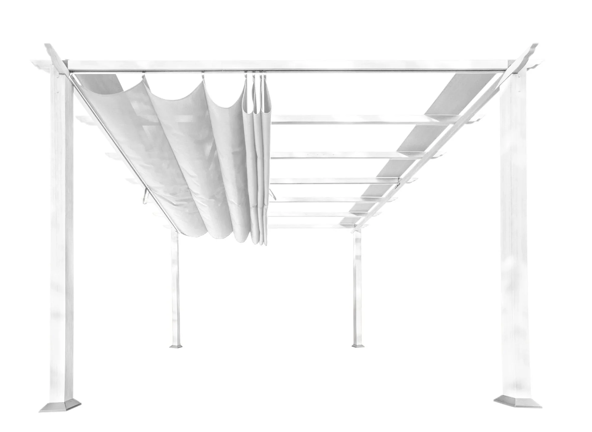 "Paragon Outdoor Outdoor-Pavillon „Florida“ Weiß, Holzoptik - verstellbares Sonnensegel image"