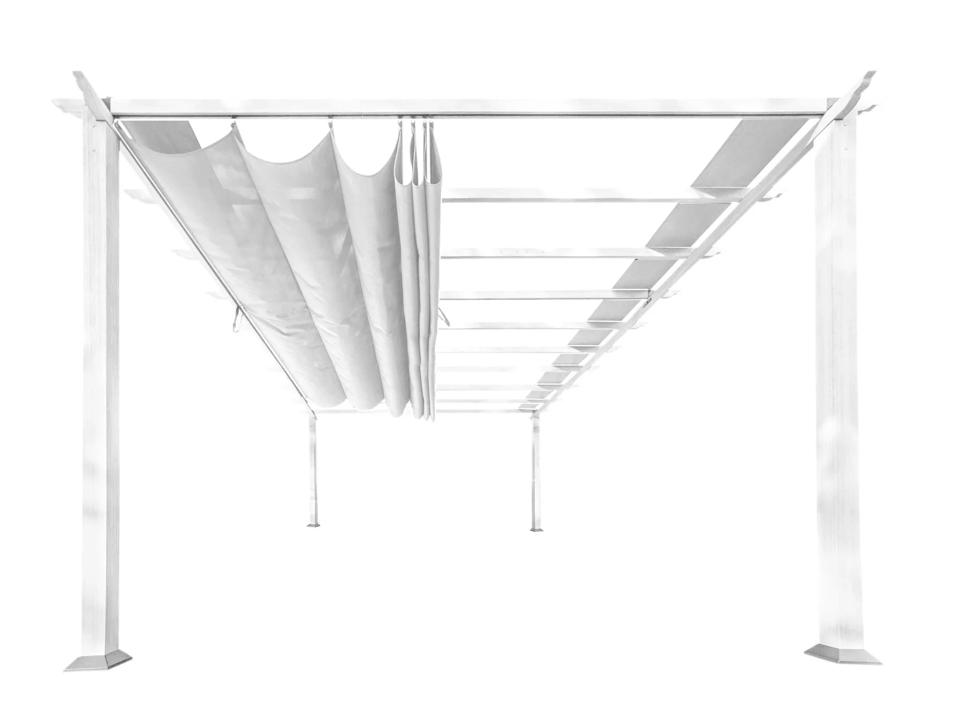"Paragon Outdoor Outdoor-Pavillon „Florenz“ Weiß - mit verstellbarem Sonnensegel image"