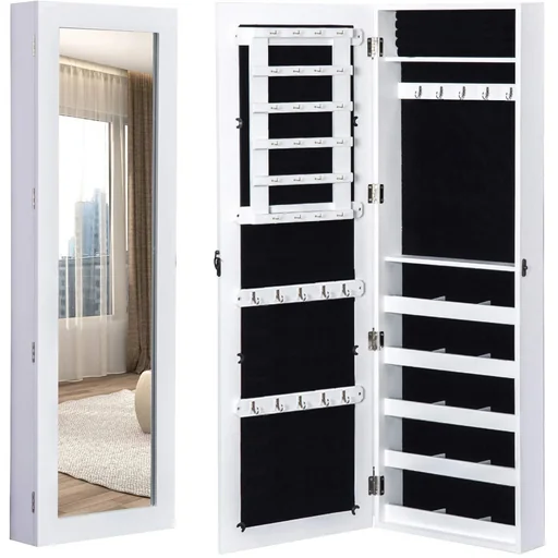 "2 in 1 Schmuckschrank Wandspiegel L37 x W9.5 x H112 cm image"