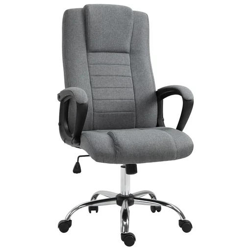 "Bürostuhl Computerstuhl mit Wippenfunktion Kopfstütze ergonomischer Schreibtischstuhl drehbar höhenverstellbar Leinen-To image"