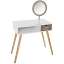 Frisiertisch mit Spiegel und Schublade - weiß/gold - 56x32x92 cm