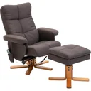 Massagesessel mit Fußhocker Relaxsessel Fernsehsessel TV Sessel 145°-Neigung Polyester Braun 80 x 86 x 99 cm