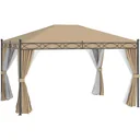 Pavillon mit Seitenwänden und Moskitonetz, Beige, 4 x 3 m