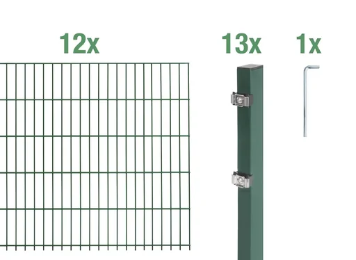 "Doppelstabmattenzaun Komplettset, grün, Höhe 100 cm, Länge 24 m image"