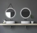 Dekorativer runder Wandspiegel mit indirekter LED Beleuchtung in weiß matt Ø 50 cm