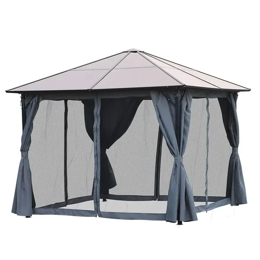 Pavillon 3 x 4m mit Seitenteilen PC Dach Alu Dunkelgrau