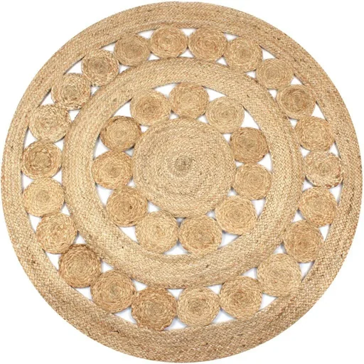 "Teppich mit Design rund 120 cm gewebte Jute image"