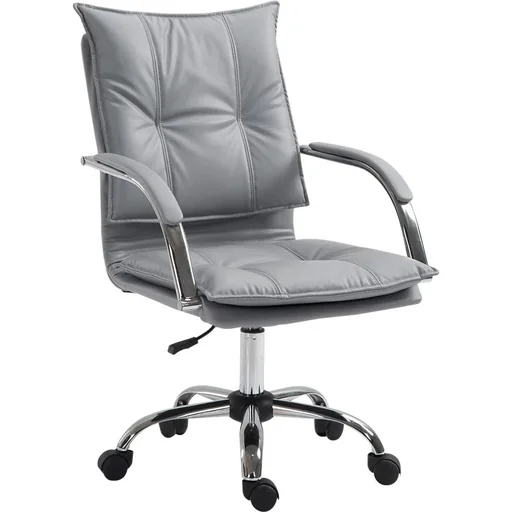 "Bürostuhl Drehstuhl höhenverstellbar rollbar ergonomisch PU grau 64 x 57 x (91 101) cm image"