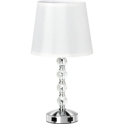 "Nachttischlampe Kristall Tischlampe mit Schalter Touch Stoffschirm Tischleuchte E27-Fassung für Wohnzimmer Schlafzimmer image"