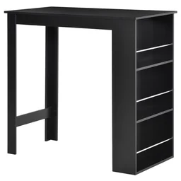 Bartisch moderner Esstisch Schreibtisch mit 3 Ablageflächen Schwarz Spanplatte 1